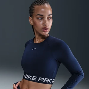Zdjęcie produktu Damska koszulka o skróconym kroju z długim rękawem Dri-FIT Nike Pro - Niebieski