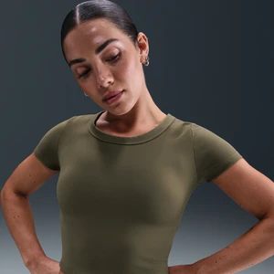 Damska koszulka o skróconym kroju z krótkim rękawem Dri-FIT Nike One Fitted - Zieleń