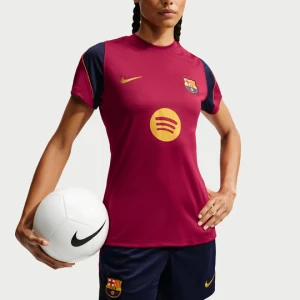 Damska koszulka piłkarska z krótkim rękawem Nike Dri-FIT FC Barcelona Strike - Czerwony