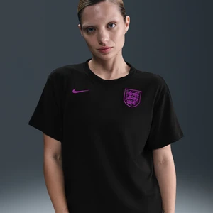 Damska koszulka piłkarska z krótkim rękawem Nike One Dri-FIT Anglia Relaxed - Czerń