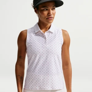 Damska koszulka polo do golfa bez rękawów z nadrukiem Dri-FIT Nike Victory - Biel