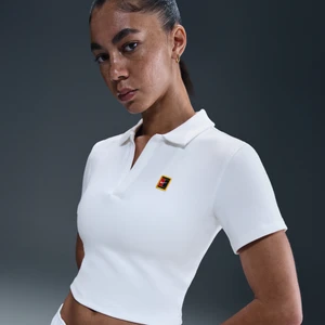 Damska koszulka polo do tenisa o skróconym kroju z krótkim rękawem NikeCourt Heritage - Biel
