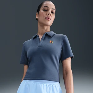 Damska koszulka polo do tenisa o skróconym kroju z krótkim rękawem NikeCourt Heritage - Niebieski