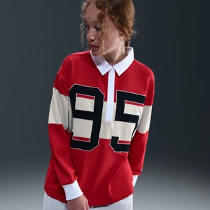 Damska koszulka polo z długim rękawem i grafiką Nike - Czerwony