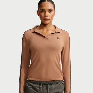 Damska koszulka polo z długim rękawem NikeSKIMS Stretch Knit - Brązowy