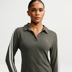 Damska koszulka polo z długim rękawem NikeSKIMS Stretch Knit - Czerń