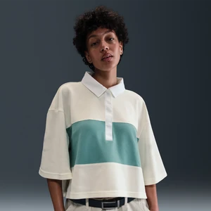 Damska koszulka polo z krótkim rękawem o kroju oversize Nike - Biel