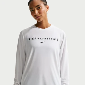Damska koszulka rozgrzewkowa do koszykówki z długim rękawem Dri-FIT Nike - Biel