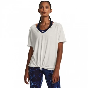 Damska koszulka treningowa Under Armour Project Rock Completer Deep V T - kremowa