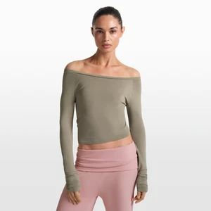 Damska koszulka z długim rękawem i odkrytymi ramionami NikeSKIMS Stretch Knit - Brązowy