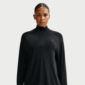 Damska koszulka z długim rękawem i zamkiem do połowy długości NikeSKIMS Stretch Knit - Czerń