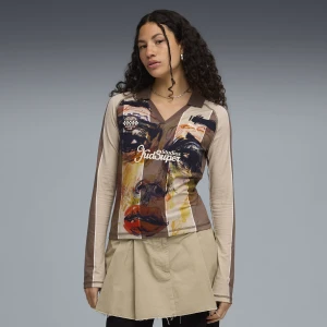 Damska koszulka z długim rękawem PUMA × KIDSUPER, Odzież, Brązowy,