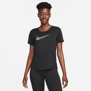 Damska koszulka z krótkim rękawem do biegania Nike Dri-FIT Swoosh - Czerń