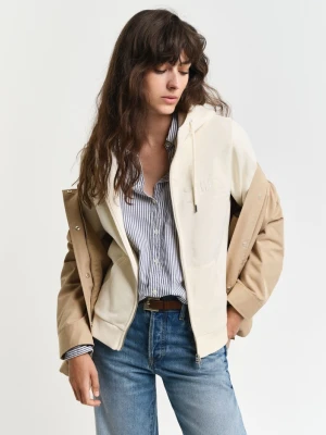 Zdjęcie produktu Damska kremowa rozpinana bluza z kapturem GANT