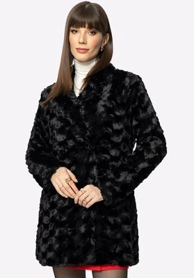 Damska kurtka dwurzędowa ze sztucznego futerka czarne Wittchen