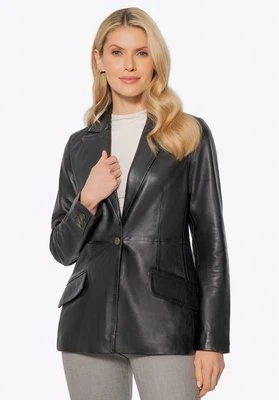 Damska kurtka marynarkowa ze skóry owczej czarna Wittchen