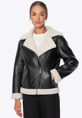 Damska kurtka oversize z imitacji skóry licowej czarna Wittchen