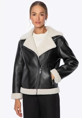 Damska kurtka oversize z imitacji skóry licowej czarna Wittchen