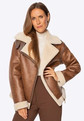 Damska kurtka oversize z imitacji zamszu brązowa Wittchen