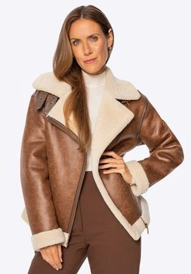 Damska kurtka oversize z imitacji zamszu brązowa Wittchen