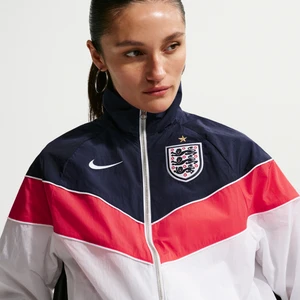 Damska kurtka piłkarska z tkaniny z ochroną przed promieniowaniem UV Nike Anglia Windrunner - Biel