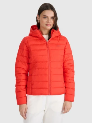 Damska kurtka puchowa pikowana 4F 4FWAW25TDJAF580 - czerwona