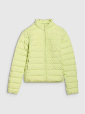 Damska kurtka puchowa pikowana 4F 4FWSS25TDJAF533 - żółta