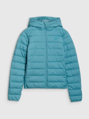 Damska kurtka puchowa pikowana 4F 4FWSS25TDJAF534 - turkusowa