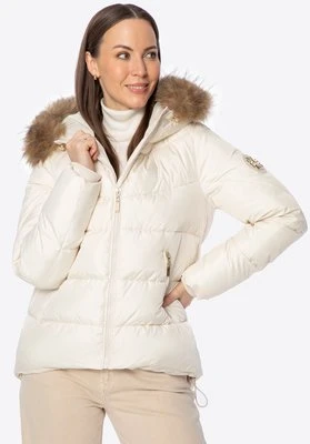 Damska kurtka puchowa ze ściągaczami kremowa Wittchen