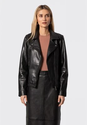 Damska kurtka ramoneska ze skóry naturalnej owczej czarna Wittchen