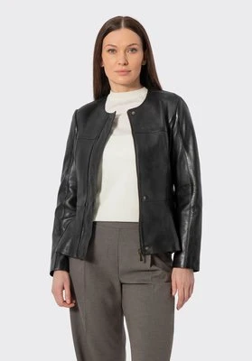 Damska kurtka skórzana z baskinką czarna Wittchen