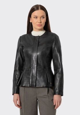 Damska kurtka skórzana z baskinką czarna Wittchen