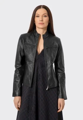 Damska kurtka skórzana z wieloma kieszeniami czarna Wittchen