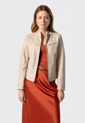 Zdjęcie produktu Damska kurtka skórzana z wieloma kieszeniami kremowa Wittchen