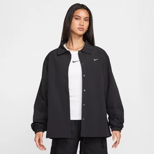 Damska kurtka trenerska o kroju oversize z tkaniny z ochroną przed promieniowaniem UV Nike Sportswear Essential - Czerń