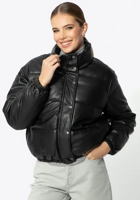 Damska kurtka typu puffer z ekoskóry czarna Wittchen