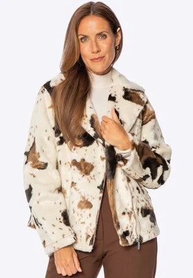 Damska kurtka w zwierzęcy motyw kremowo - brązowa Wittchen