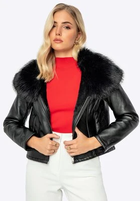 Damska kurtka z ekoskóry krótka czarna Wittchen