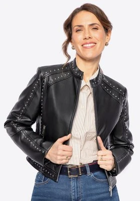 Damska kurtka z ekoskóry w błyszczące nity czarna Wittchen