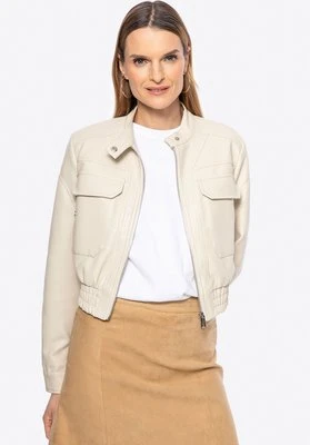 Damska kurtka z ekoskóry ze ściągaczem beżowa Wittchen