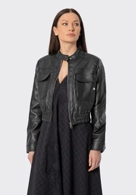 Damska kurtka z ekoskóry ze ściągaczem czarna Wittchen