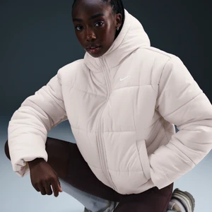 Damska kurtka z kapturem o luźnym kroju Therma-FIT Nike Classic Puffer - Brązowy