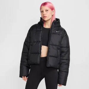 Damska kurtka z kapturem o luźnym kroju Therma-FIT Nike Classic Puffer - Czerń
