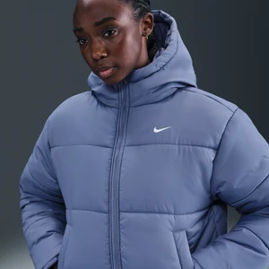 Damska kurtka z kapturem o luźnym kroju Therma-FIT Nike Classic Puffer - Niebieski