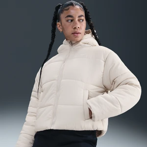 Damska kurtka z kapturem o luźnym kroju Therma-FIT Nike Classic Puffer - Szary