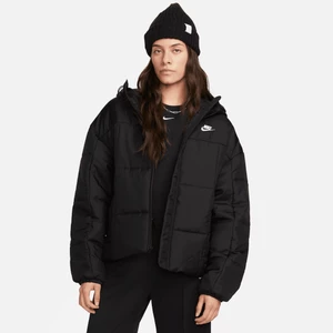 Damska kurtka z kapturem o luźnym kroju Therma-FIT Nike Sportswear Classic Puffer - Czerń