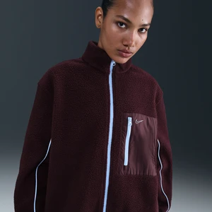 Damska kurtka z puchatej dzianiny z zamkiem na całej długości Nike Sportswear - Czerwony