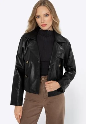 Damska kurtka ze skóry dwurzędowa czarna Wittchen