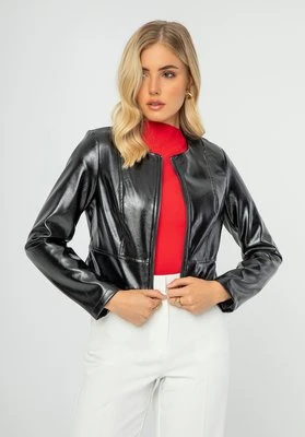 Damska kurtka ze skóry ekologicznej czarno - grafitowa Wittchen