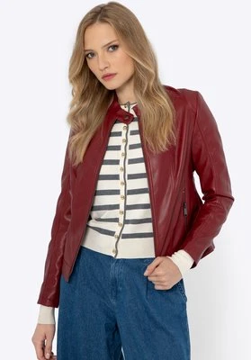 Damska kurtka ze skóry ekologicznej taliowana czerwona Wittchen